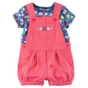 Carters 2pc Shortall Set Baby Girls pink